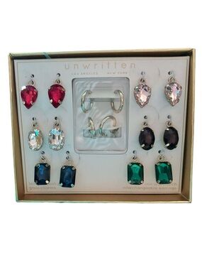 Unwritten 14K Gold Flash Plated Hoop Earring Gift Set NIB Interchangeable